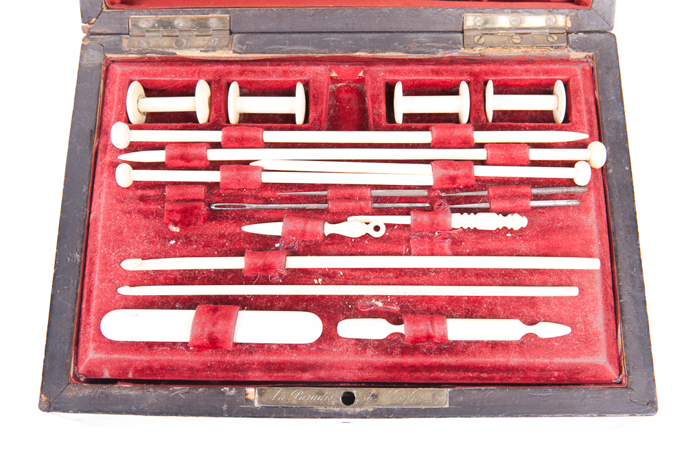 French Victorian Amboyna Sewing Kit