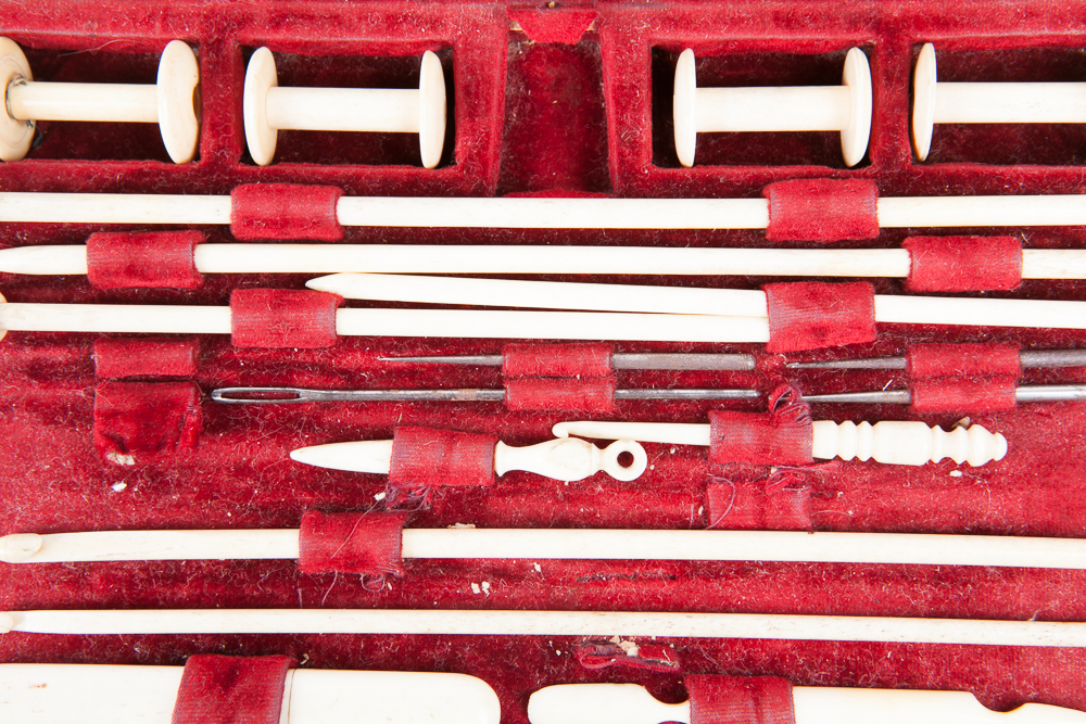 French Victorian Amboyna Sewing Kit