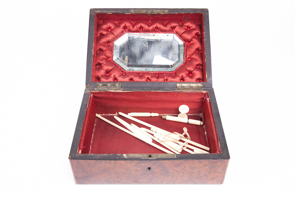 French Victorian Amboyna Sewing Kit