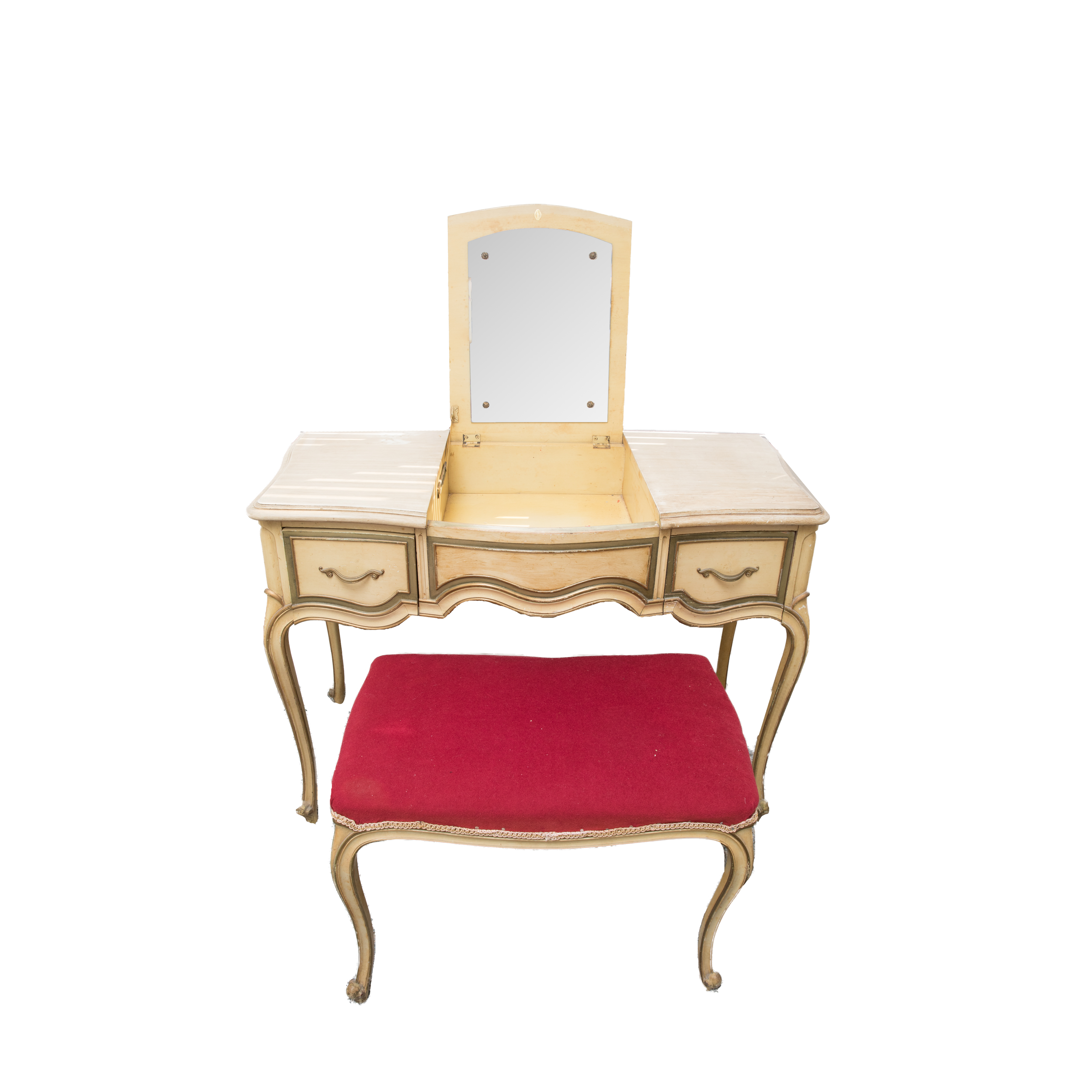 Vintage French Provincial Style Vanity and Bench by Drexel