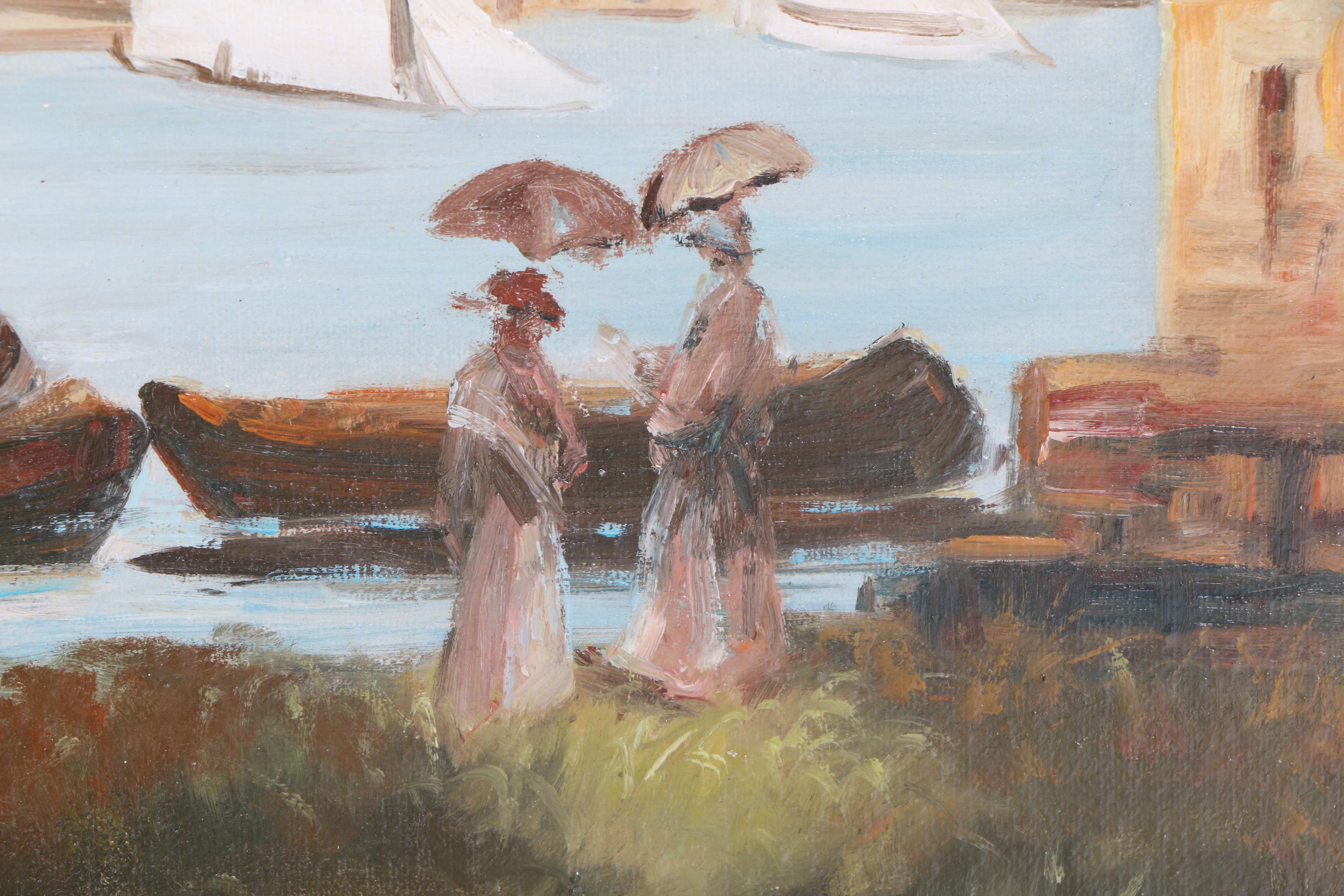 Original T. Caine Oil Painting After Monet's "Basin at Argenteuil"