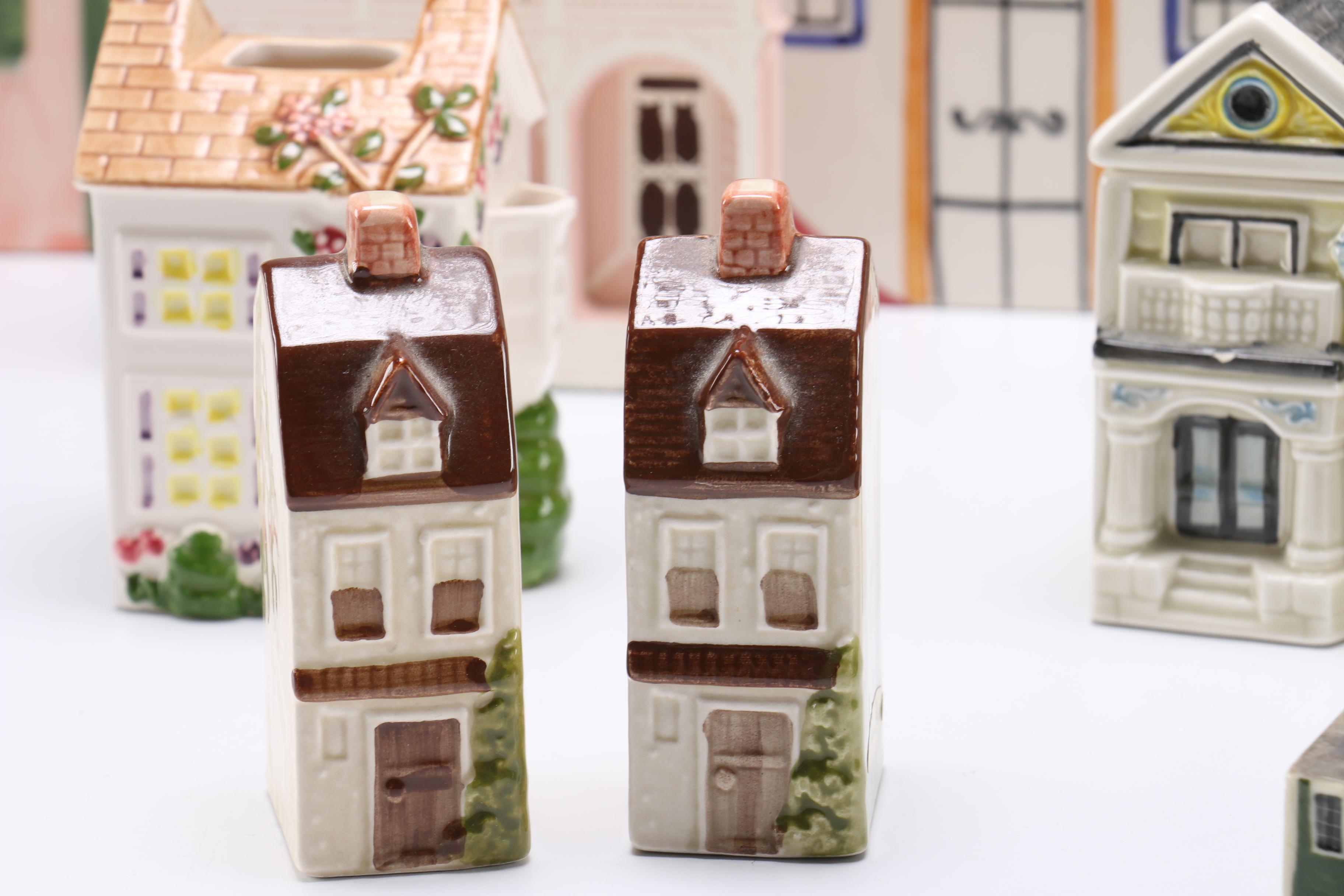 Collection of Ceramic House Themed Decor