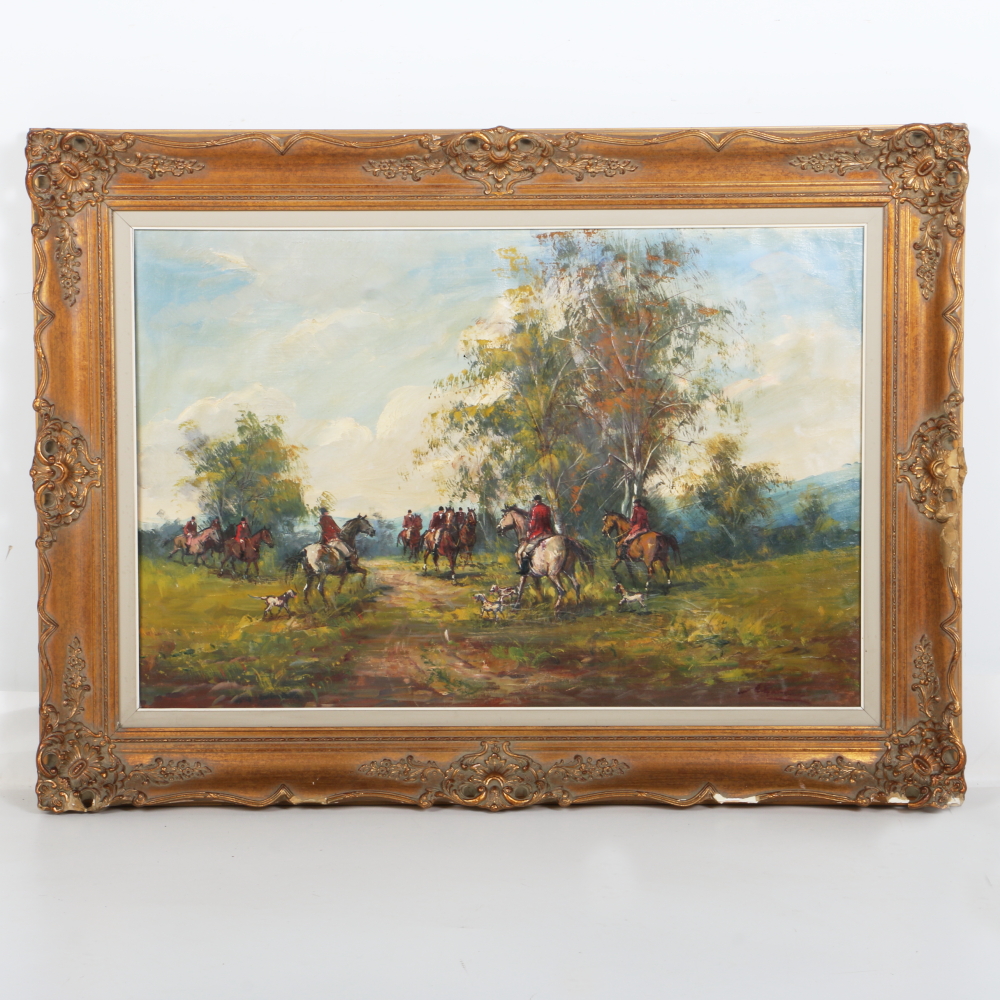 Hunting Party Themed Oil Painting on Canvas