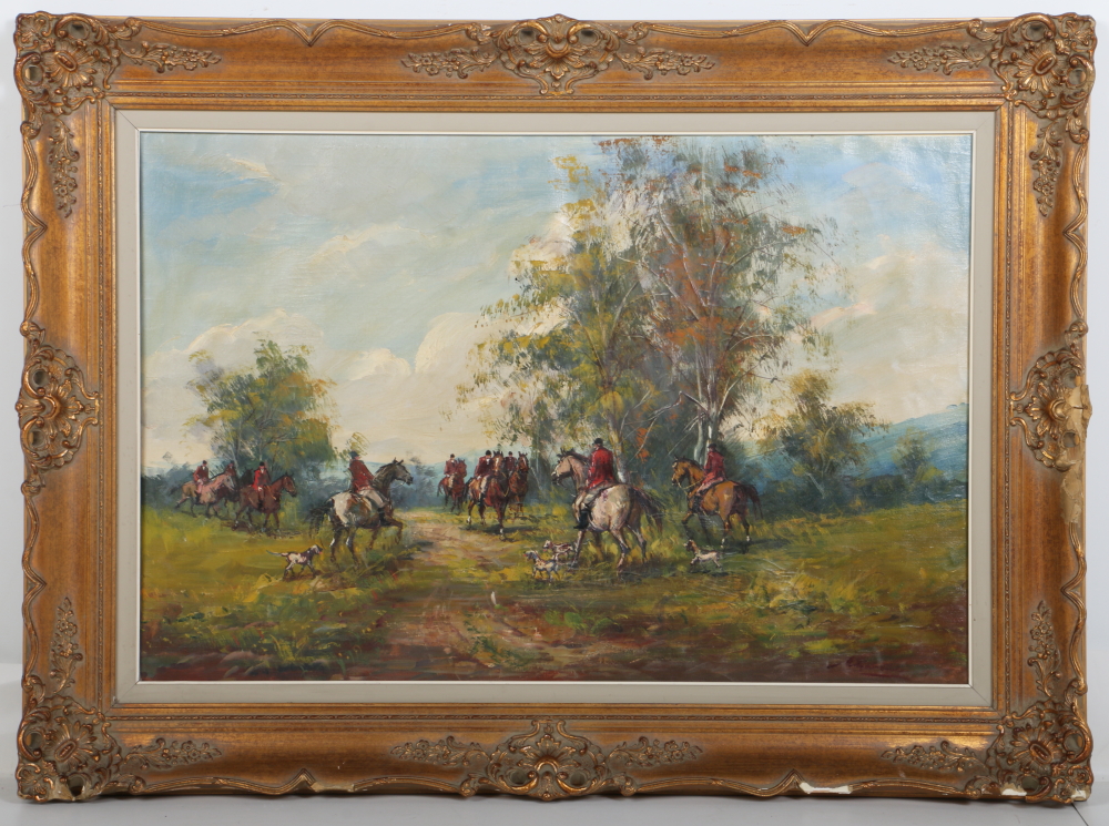Hunting Party Themed Oil Painting on Canvas