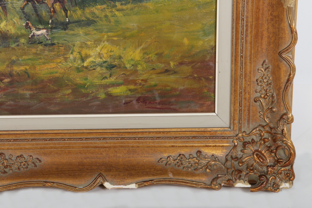 Hunting Party Themed Oil Painting on Canvas