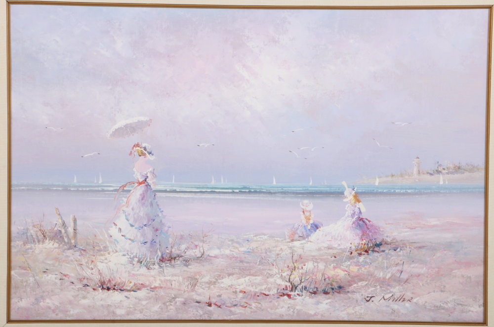 J. Miller Signed Oil on Canvas Beach Landscape