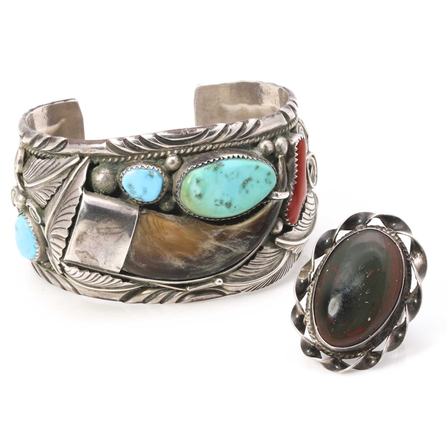 Native American Style Sterling Silver Cuff and Ring