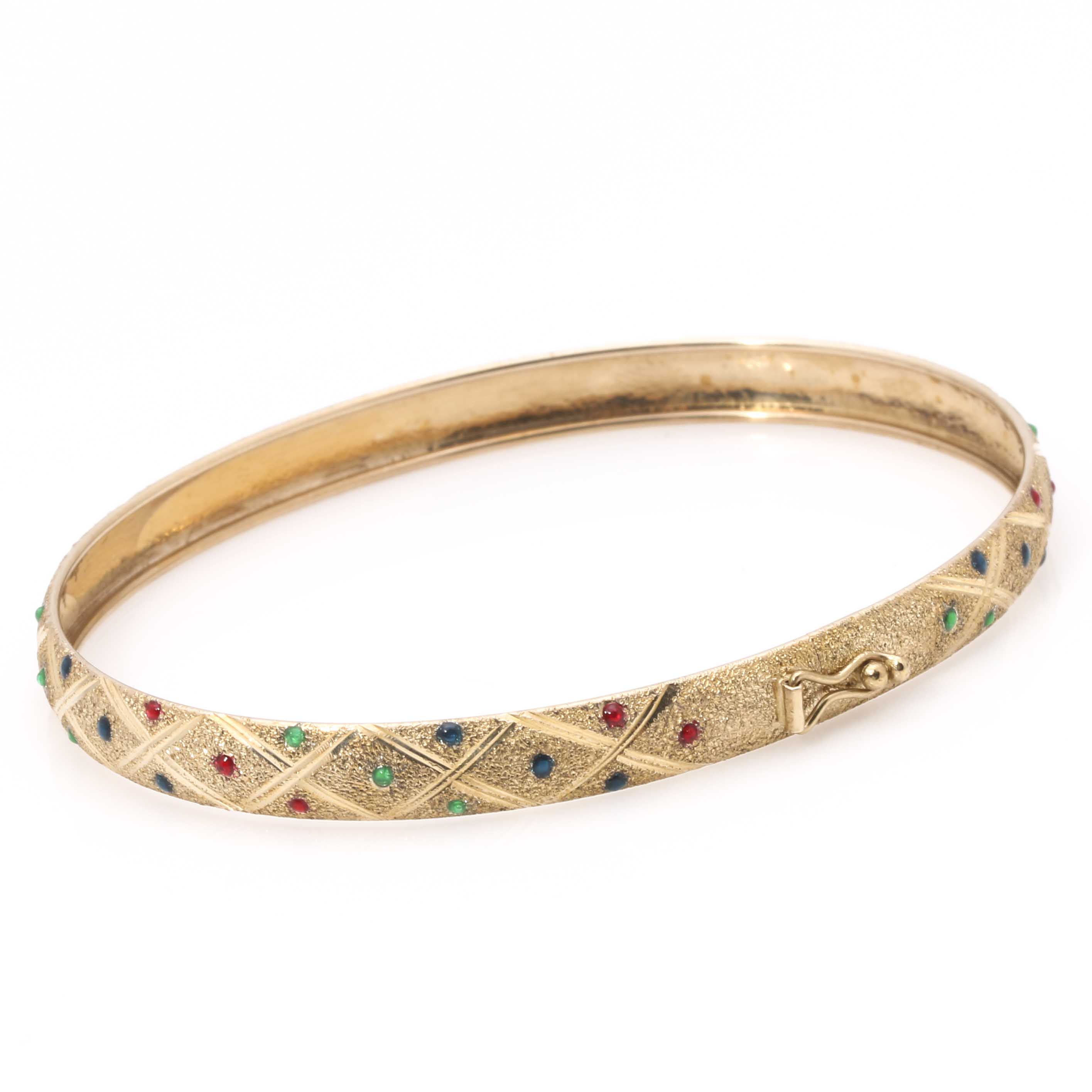 10K Yellow Gold Dotted Bracelet and Earring Set