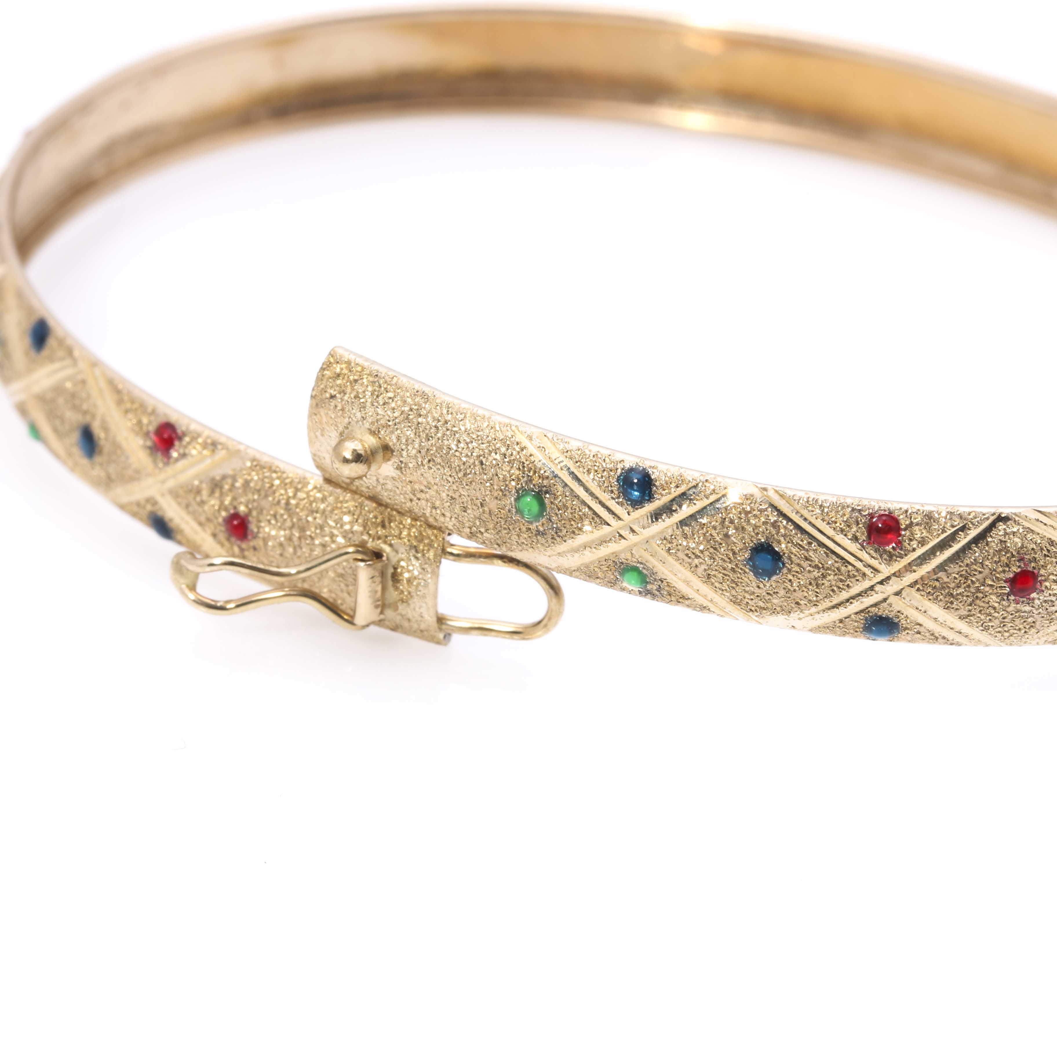 10K Yellow Gold Dotted Bracelet and Earring Set