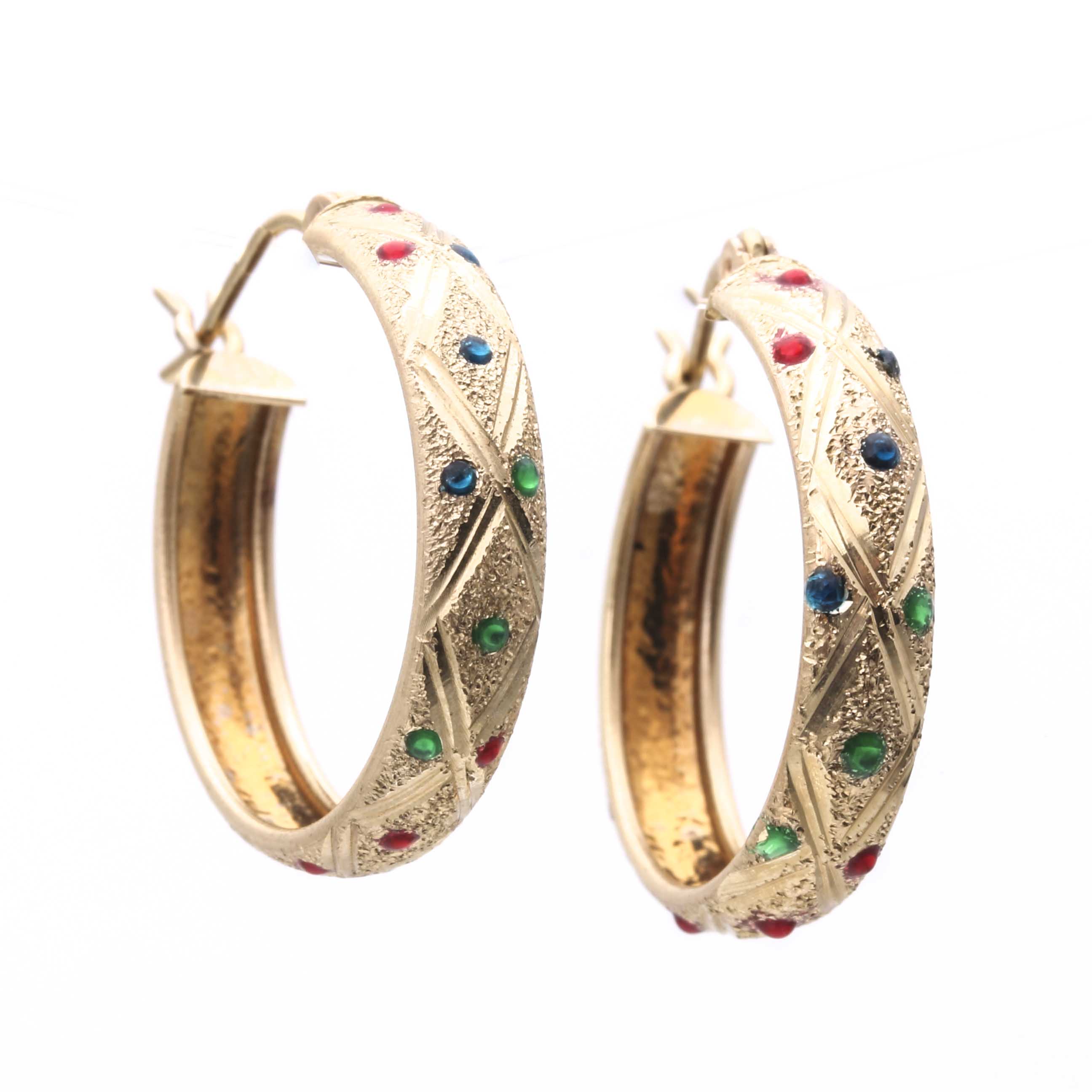 10K Yellow Gold Dotted Bracelet and Earring Set