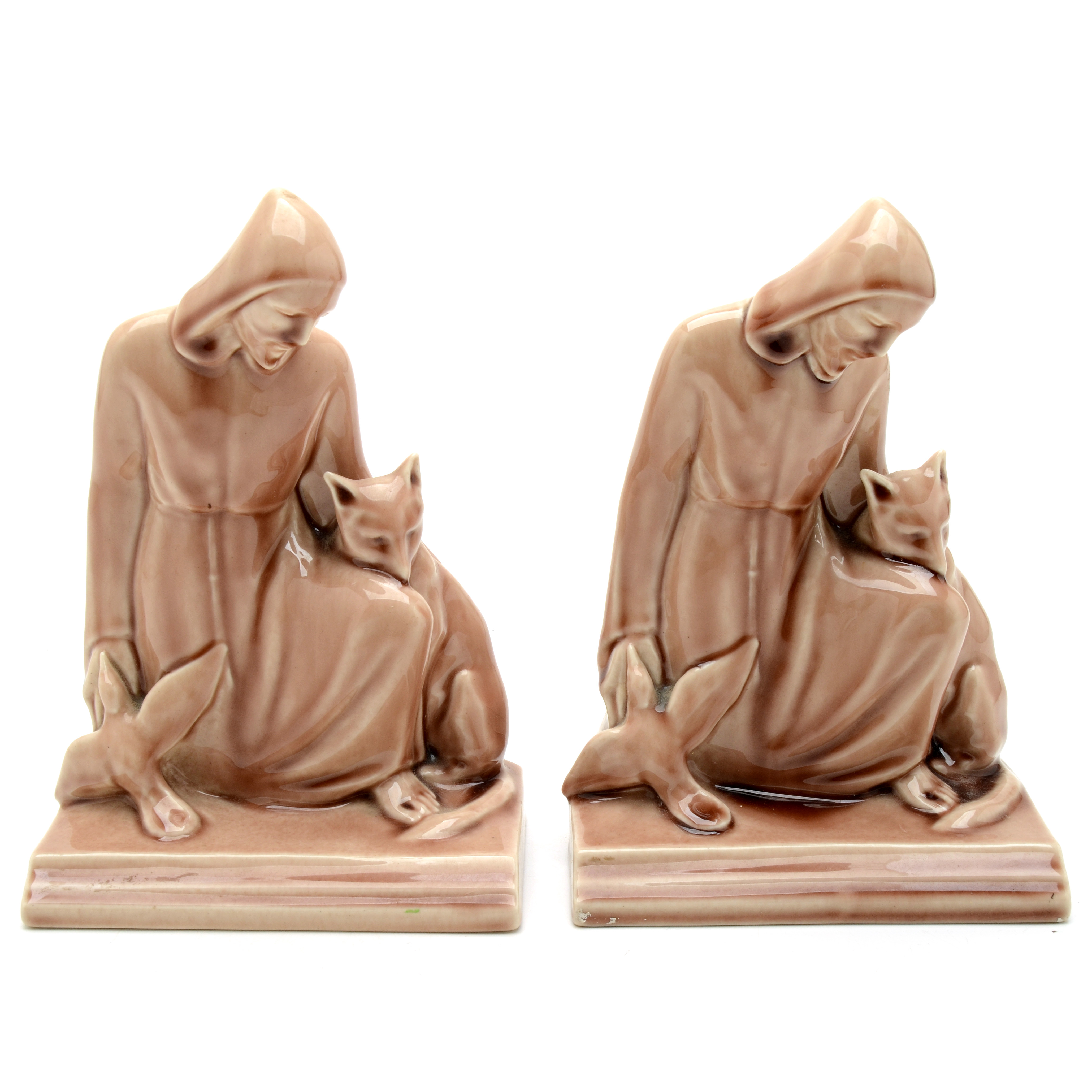 Rookwood Pottery St. Francis Bookends, 1959