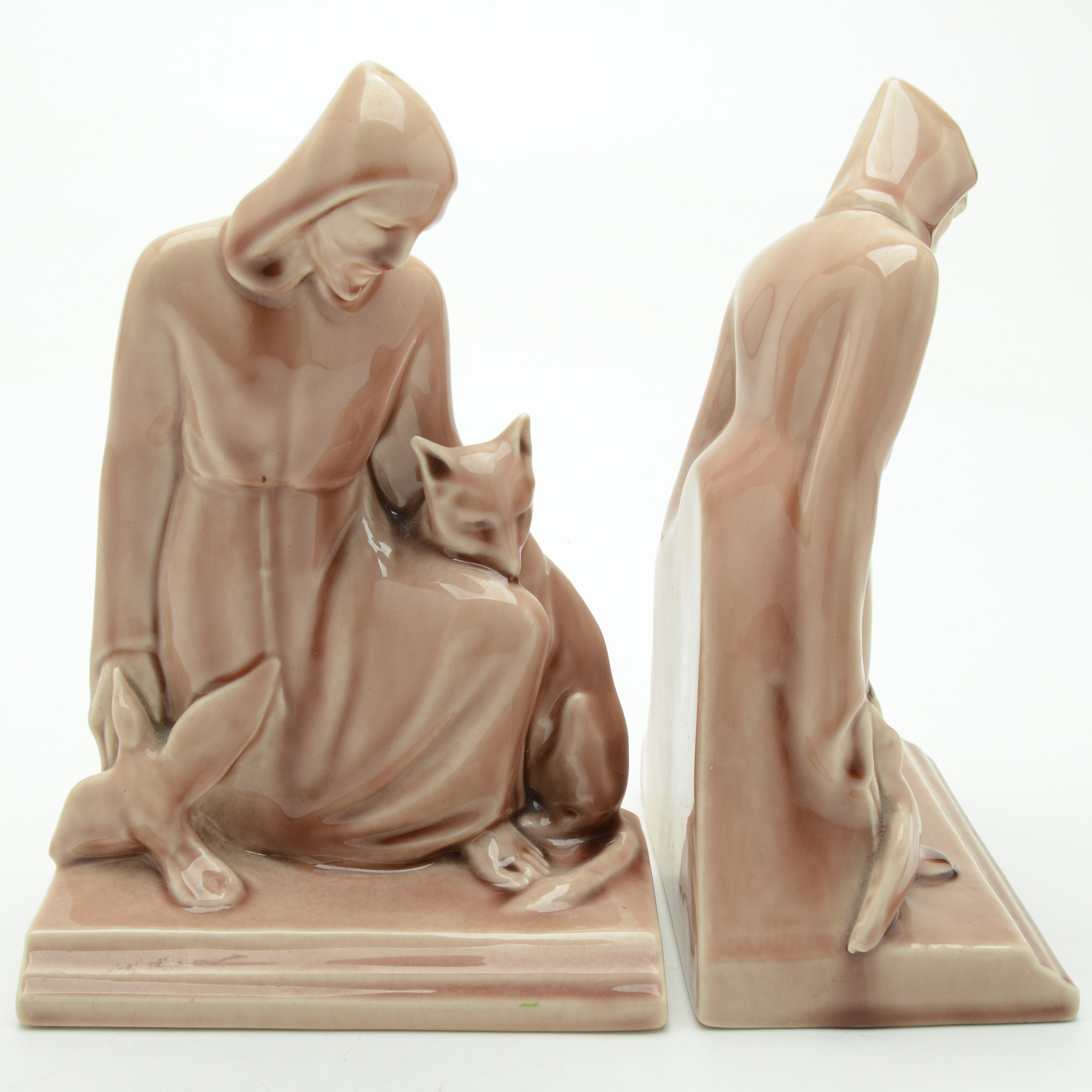 Rookwood Pottery St. Francis Bookends, 1959