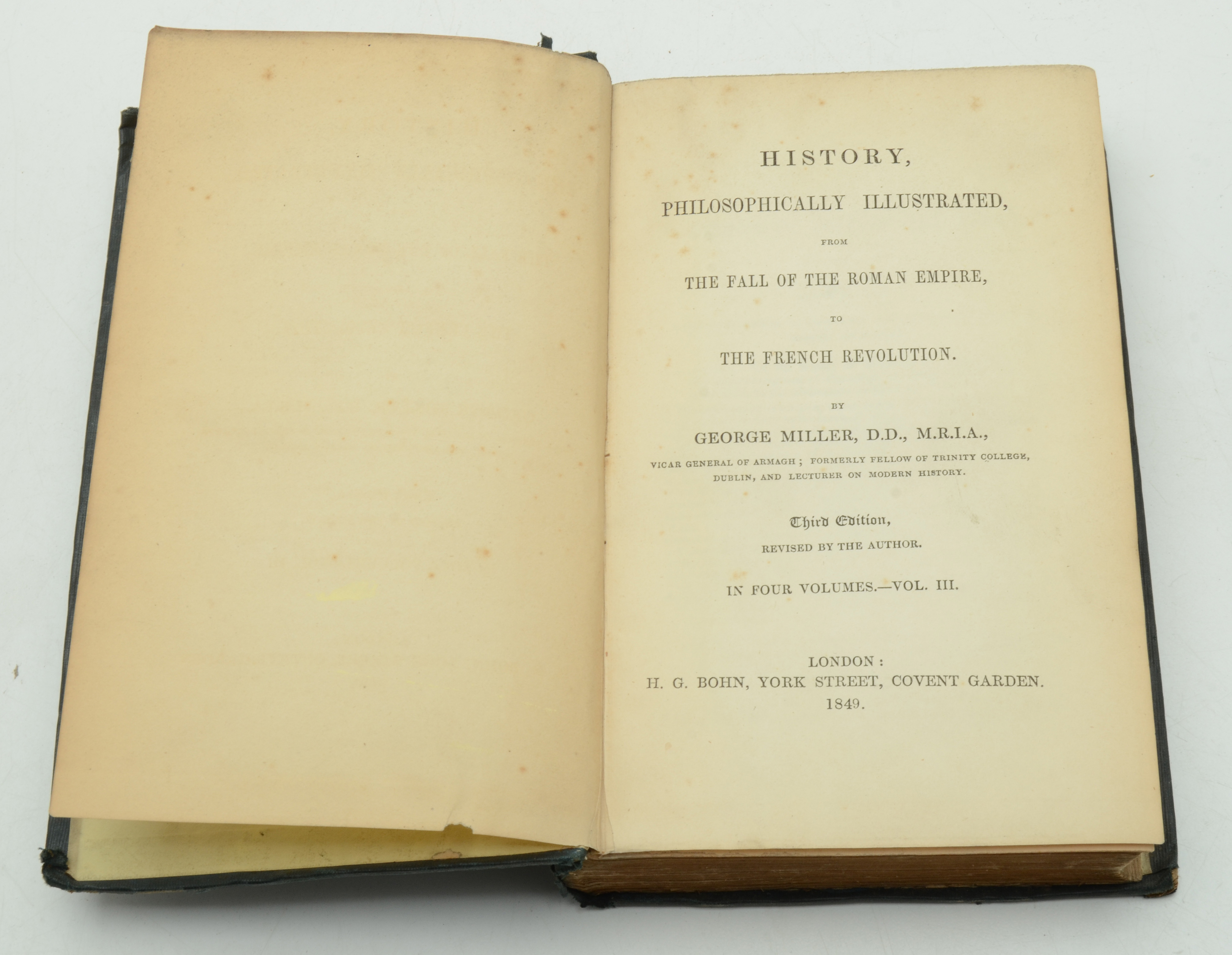 Three Volumes of George Miller's "History, Philosophically Illustrated", 1848