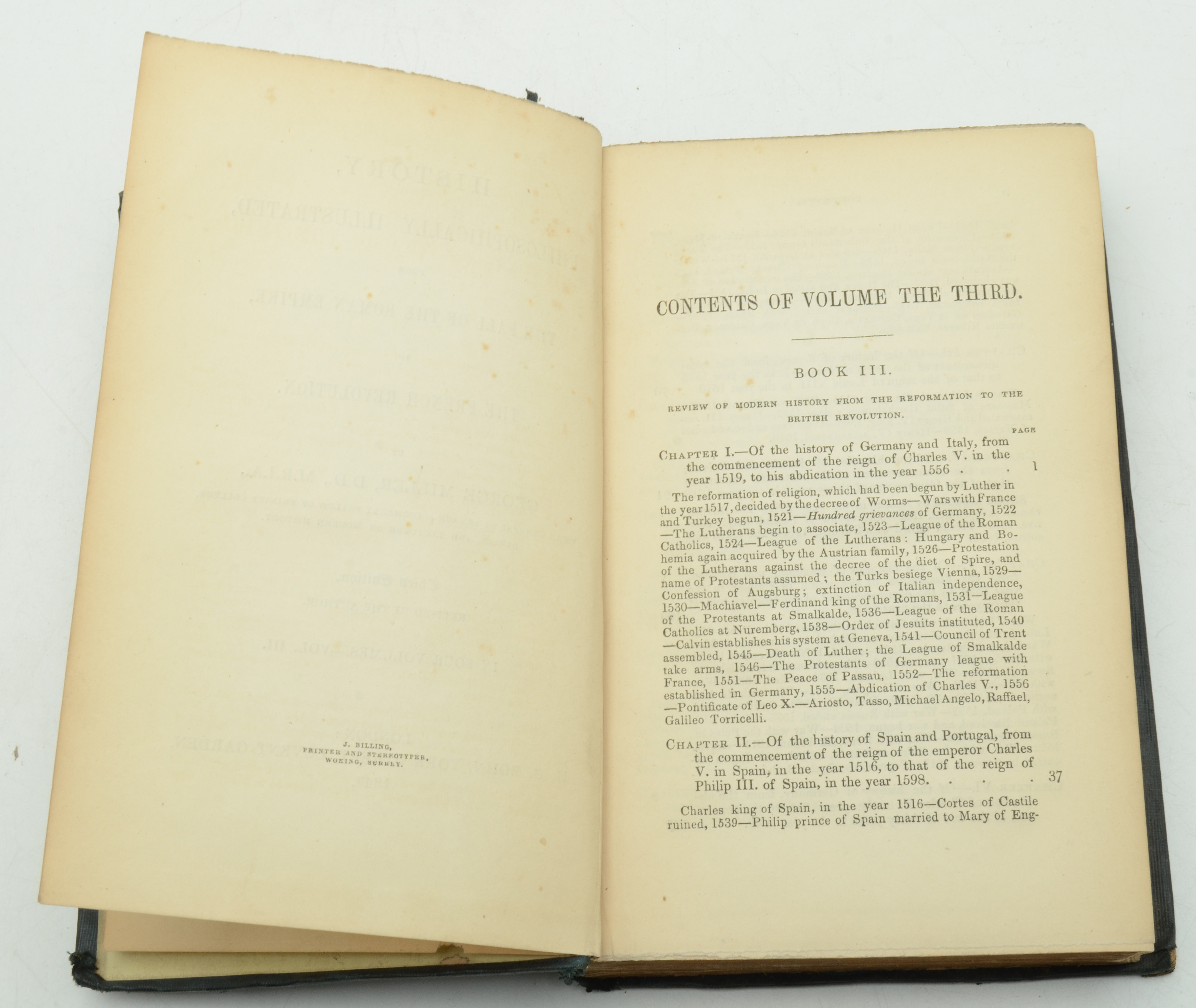 Three Volumes of George Miller's "History, Philosophically Illustrated", 1848