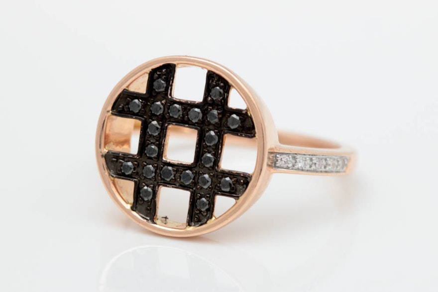 14K Rose Gold and Diamond "#" Ring