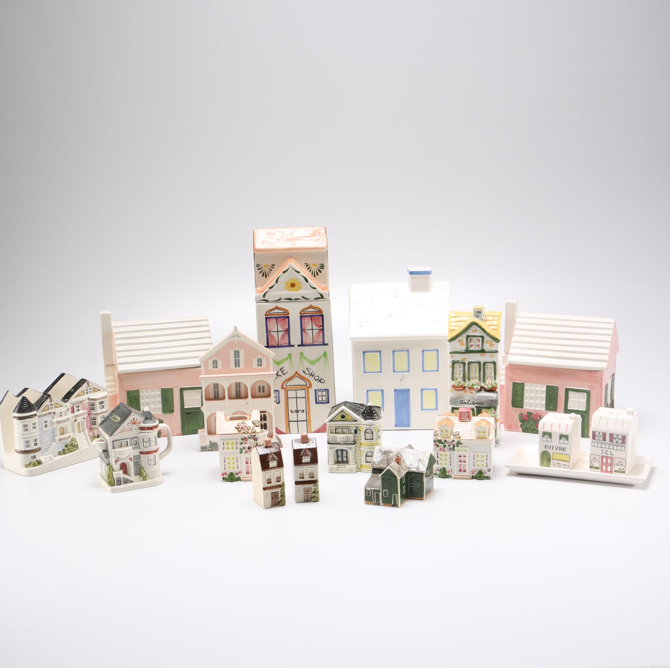 Collection of Ceramic House Themed Decor