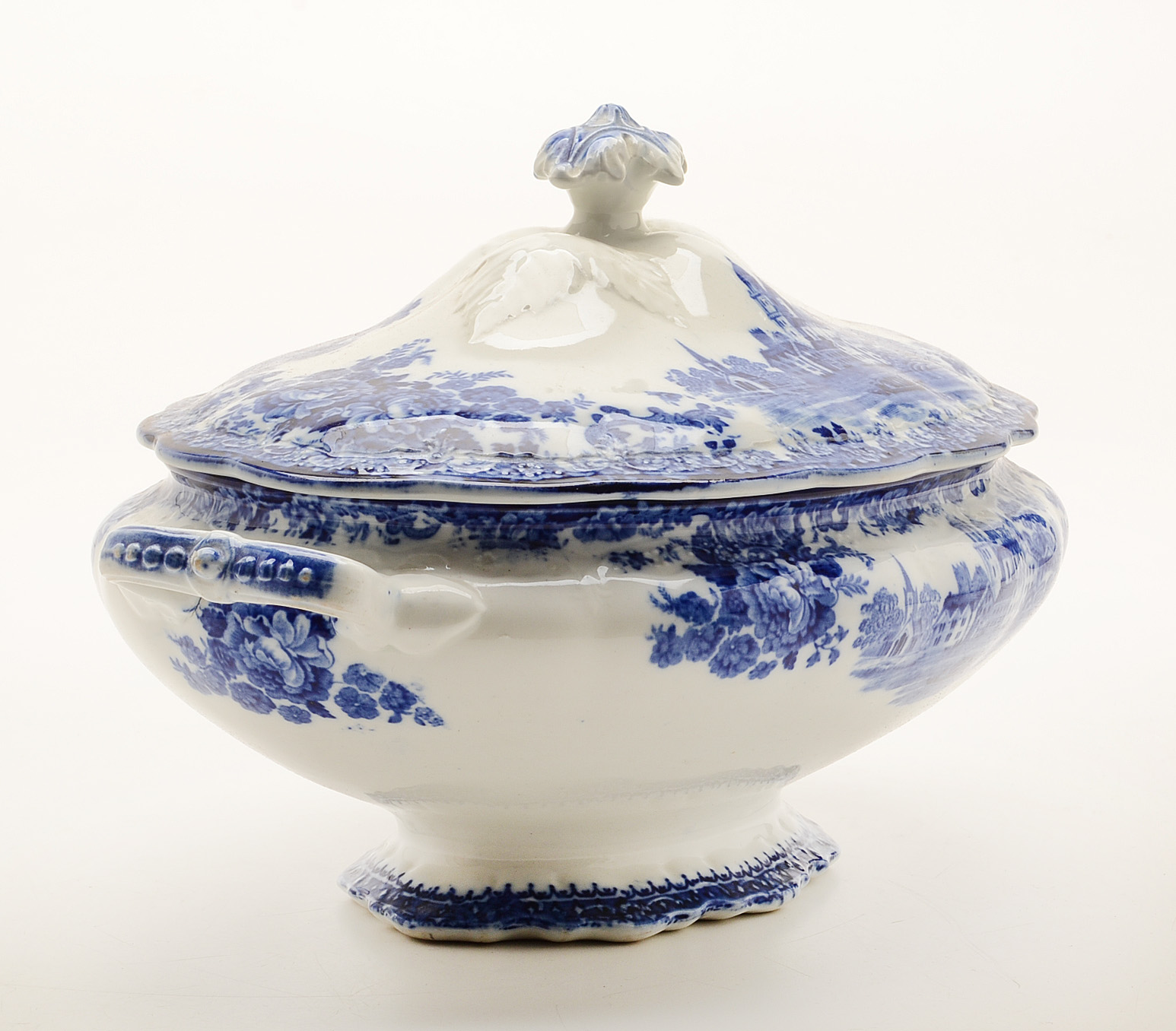 English Flow Blue "Togo" Covered Soup Tureen