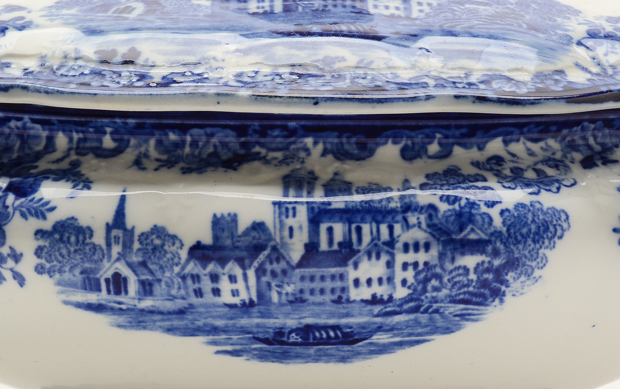 English Flow Blue "Togo" Covered Soup Tureen