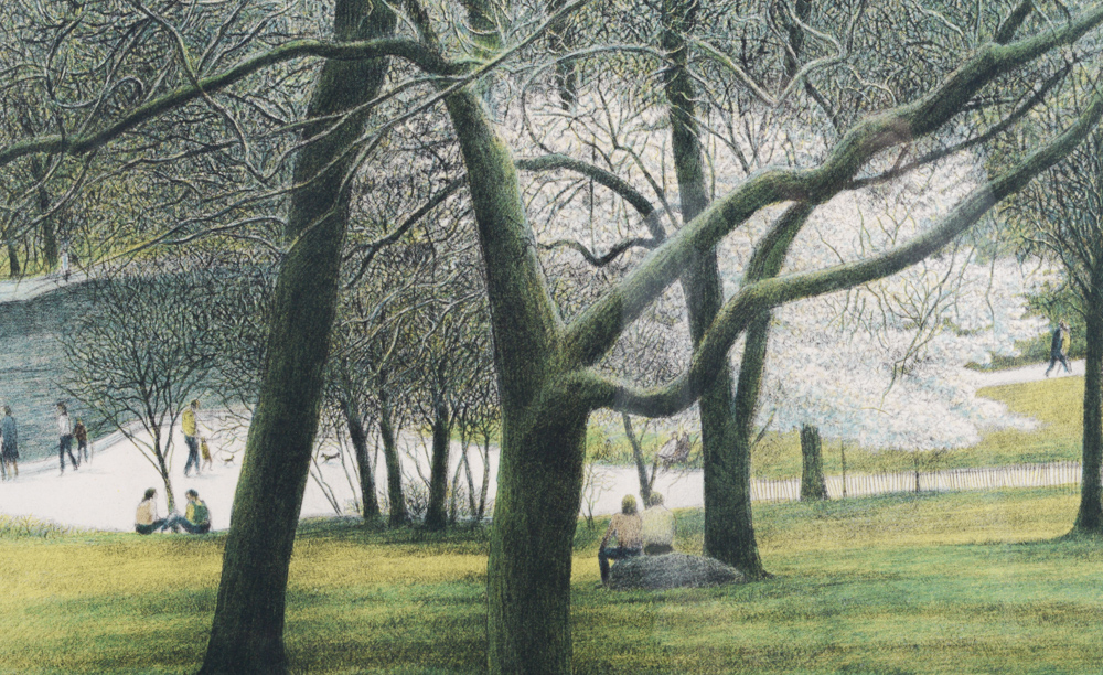 Harold Altman Limited Edition Lithograph "Early April, Central Park"