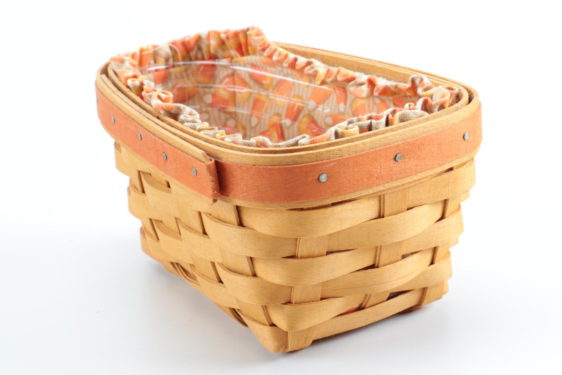 Large Group of Halloween Longaberger Baskets, Pottery, and Accessories