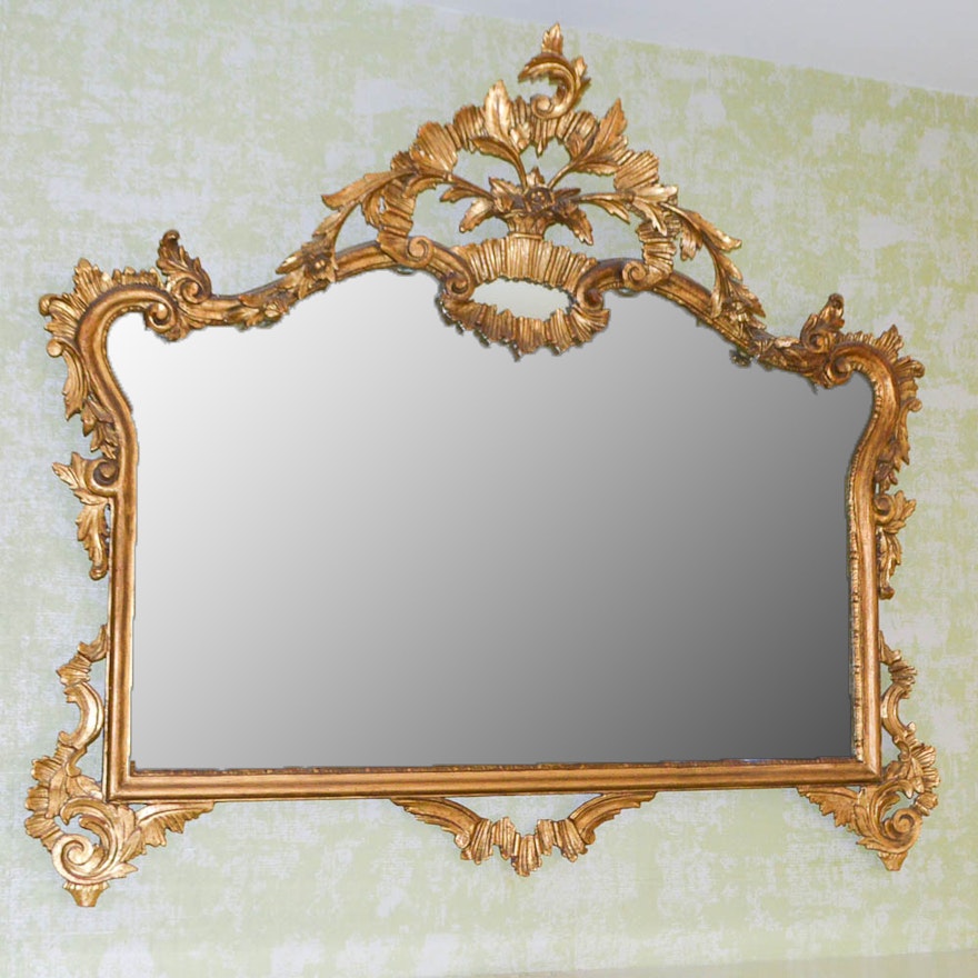 Ornate Carved Gilt Rectangular Wall Mirror