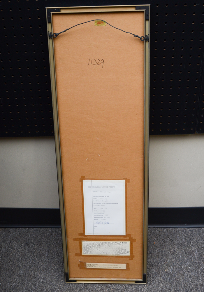 Richard Volpe Signed Limited Edition Engraving Titled "Prowling" With COA