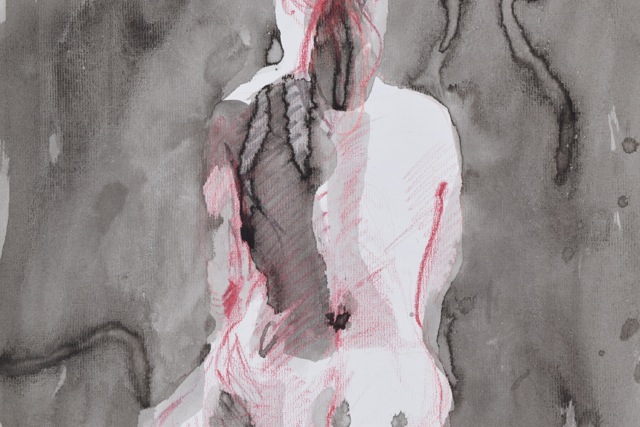 Original Tuska Female Nude Multimedia Painting