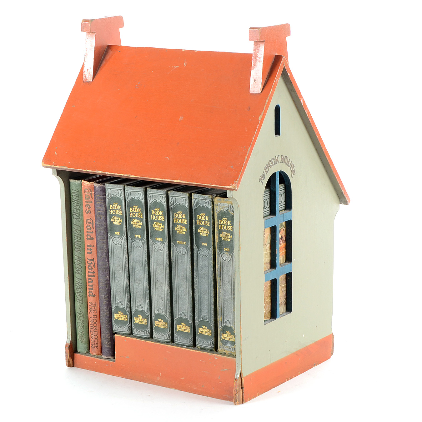 Early "My Bookhouse" and "My Travelship" Set with Wooden House Display