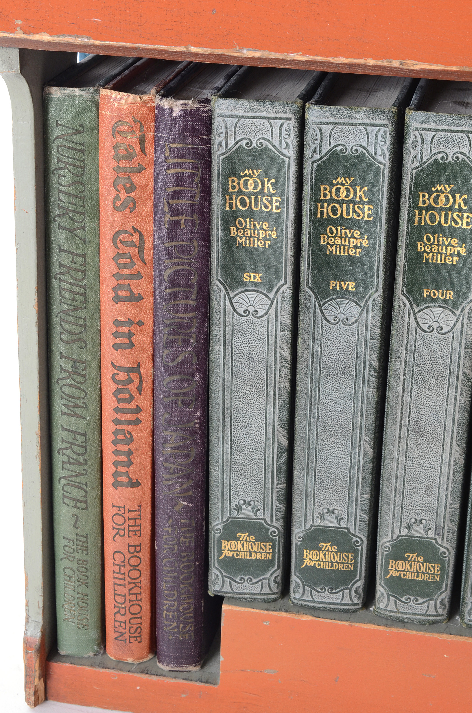 Early "My Bookhouse" and "My Travelship" Set with Wooden House Display