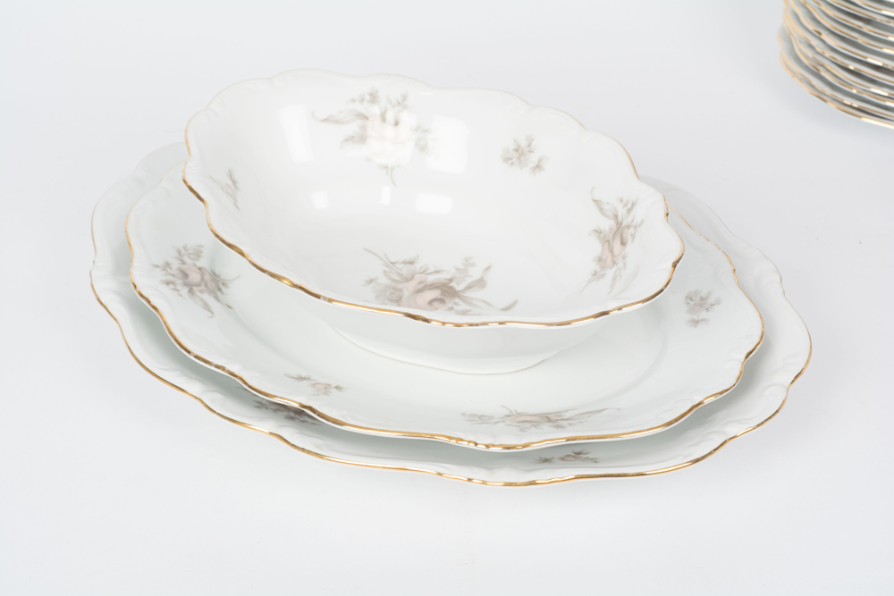 German Johann Haviland "Sepia Rose" China Dinner Service