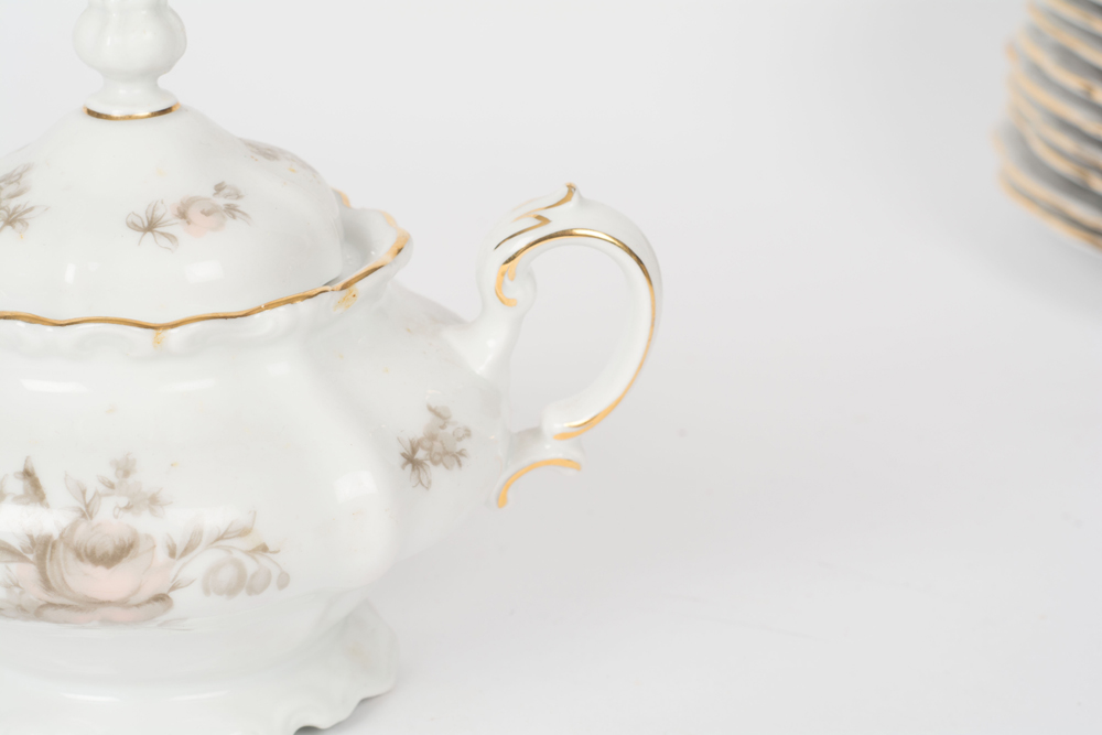 German Johann Haviland "Sepia Rose" China Dinner Service