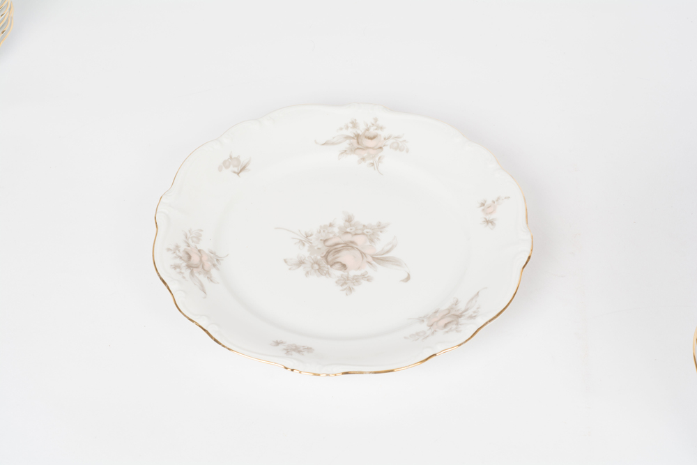 German Johann Haviland "Sepia Rose" China Dinner Service