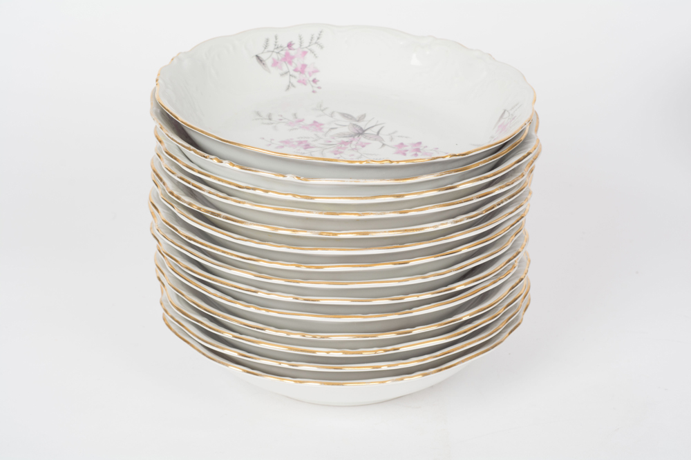 German Johann Haviland "Sepia Rose" China Dinner Service