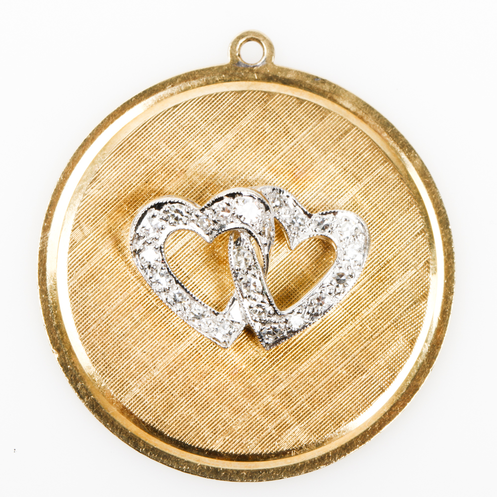 Dankner 14K Gold and Diamond Open Heart Charm