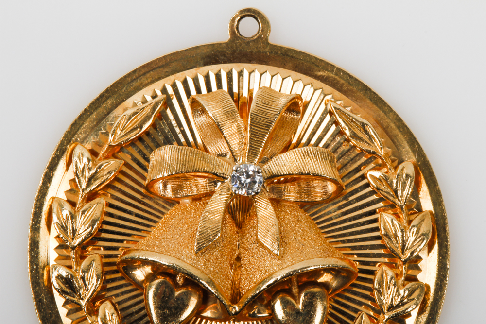 Dankner 14K Yellow Gold and Diamond Wedding Bells Charm