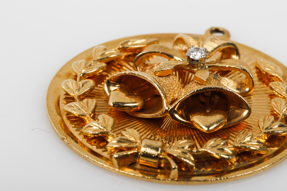 Dankner 14K Yellow Gold and Diamond Wedding Bells Charm