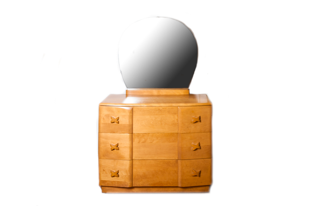 Art Deco Oak Dresser with Mirror