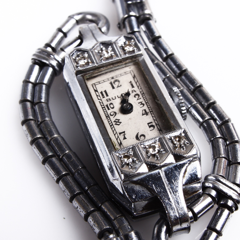 Women's Vintage Bulova Stainless Steel and Diamond Watch