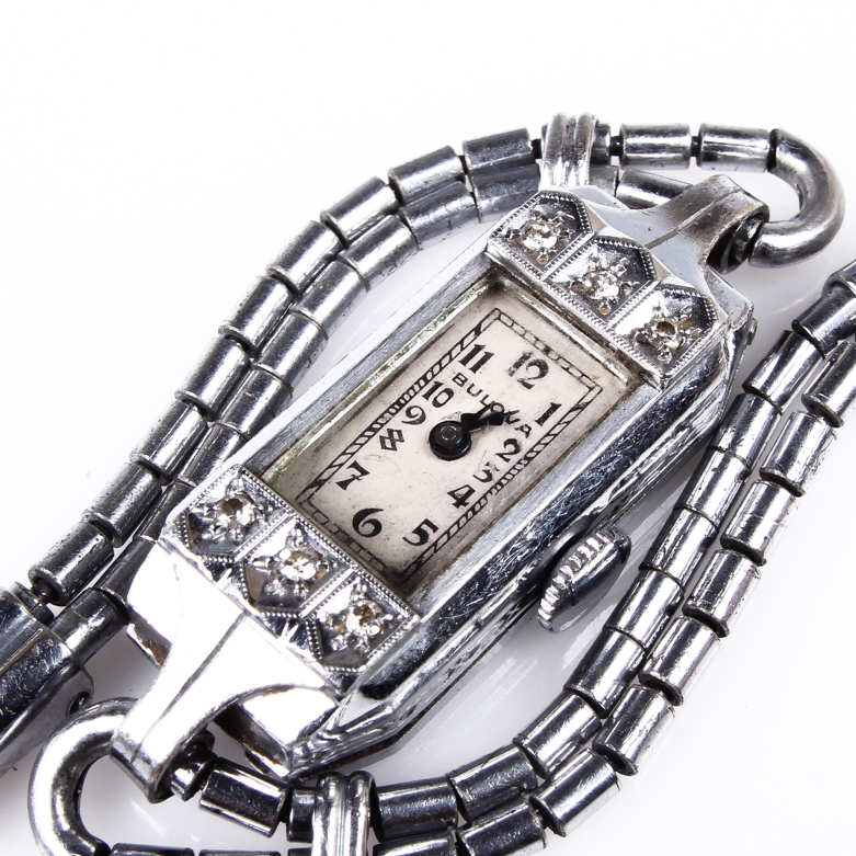 Women's Vintage Bulova Stainless Steel and Diamond Watch