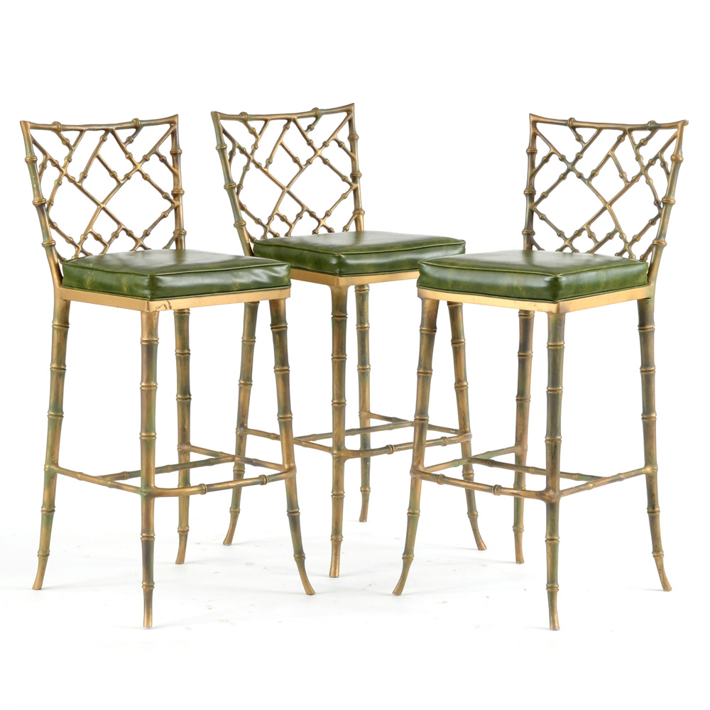 Vintage Hollywood Regency Style Bar Stools by Kessler