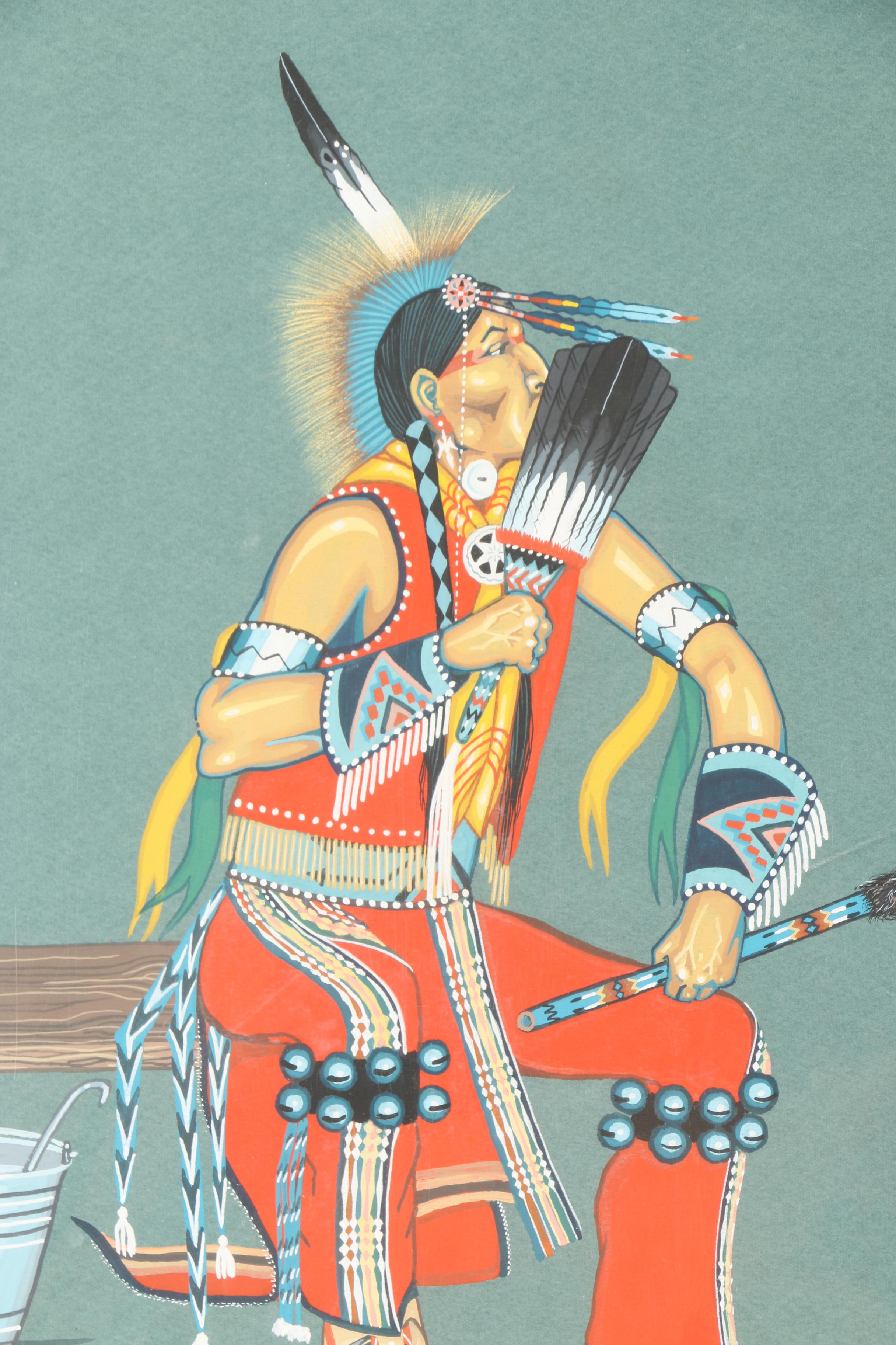 Paul Pahse-Topah Gouache on Paper Portrait