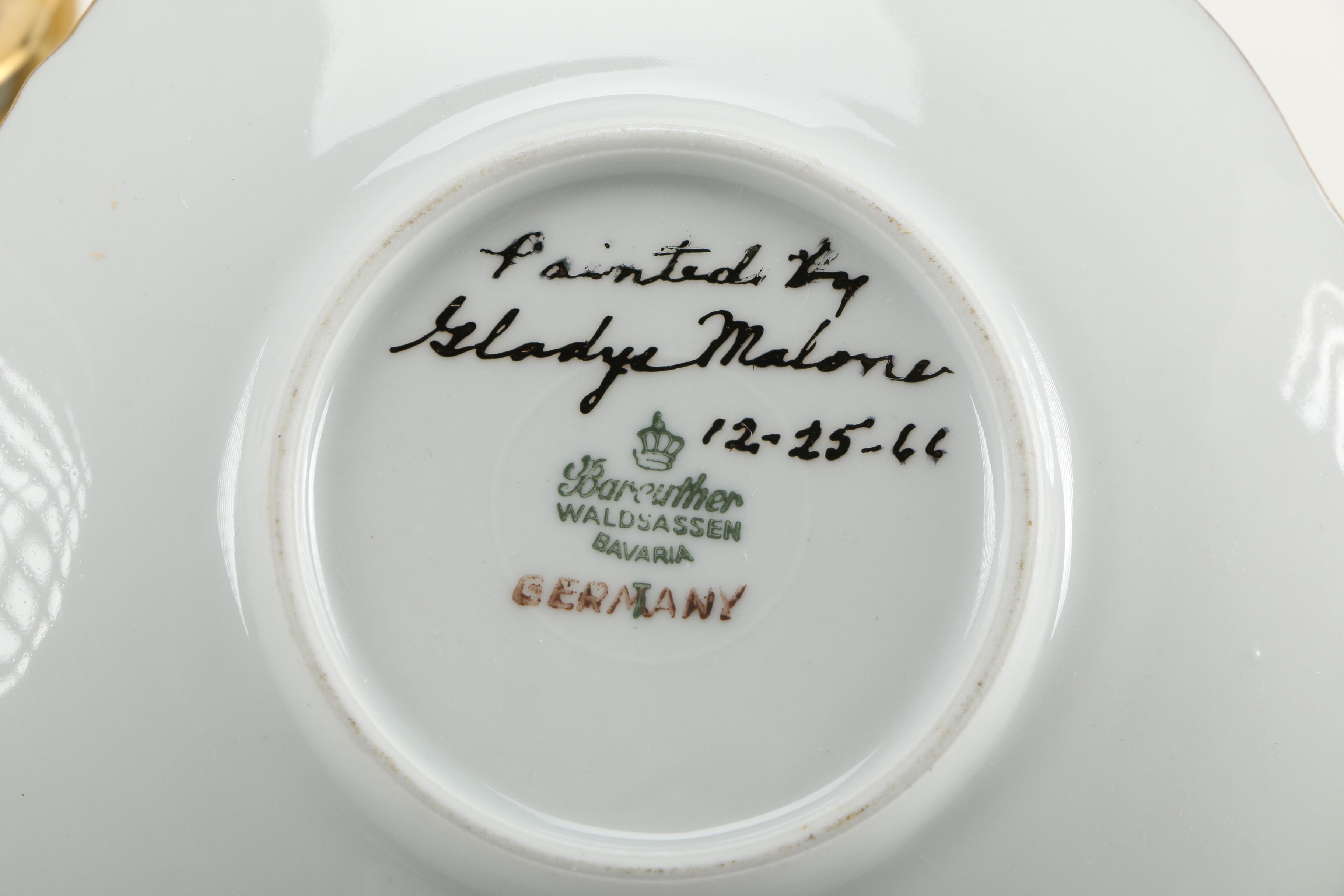 Signed, Hand-Painted Tableware Featuring Bareuther