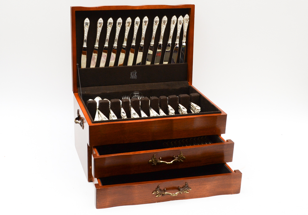 S. Kirk & Son Sterling Silver "Rose" Flatware Set in Case