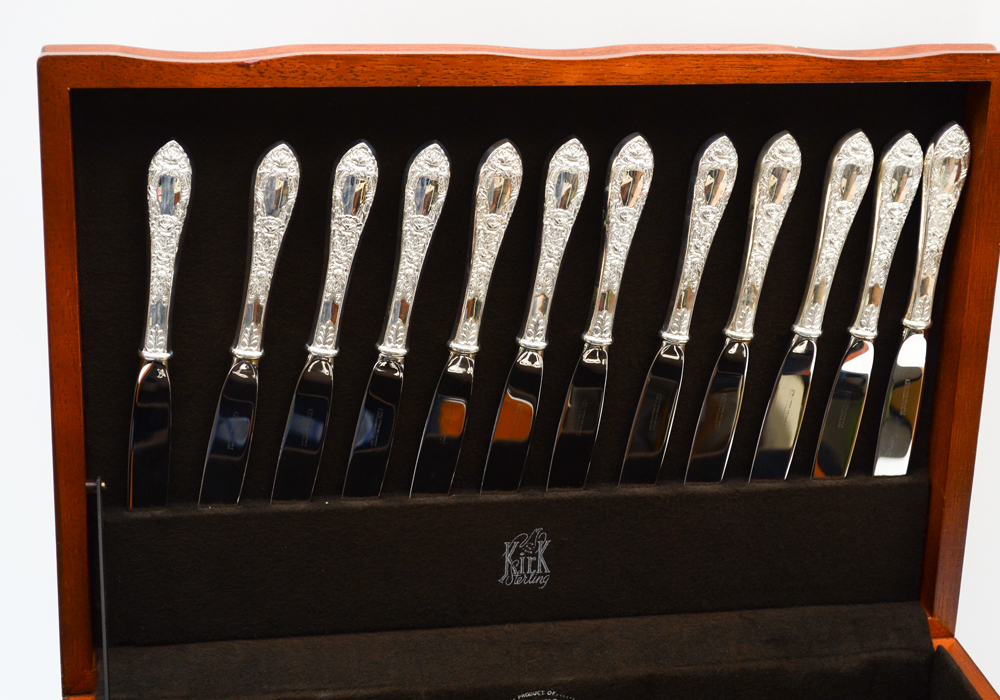 S. Kirk & Son Sterling Silver "Rose" Flatware Set in Case