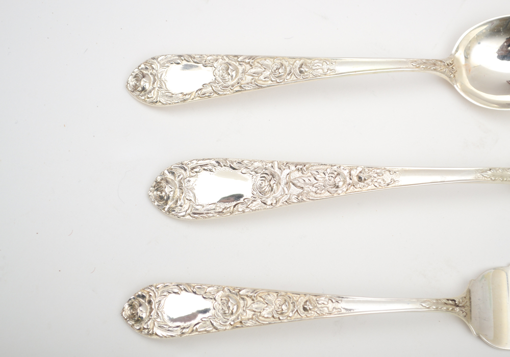 S. Kirk & Son Sterling Silver "Rose" Flatware Set in Case