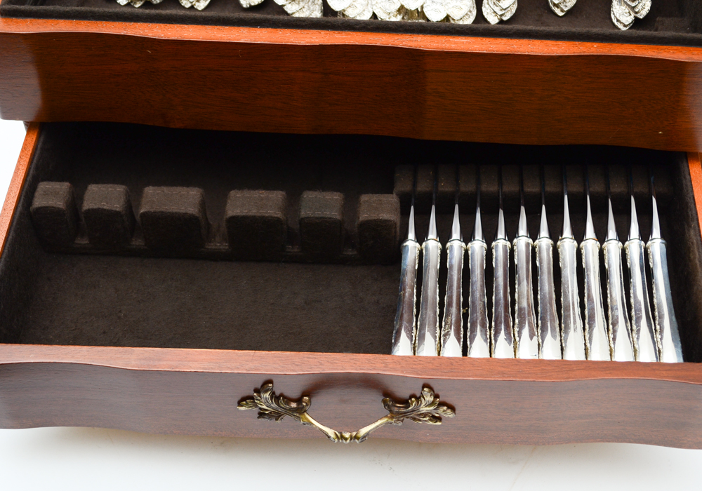 S. Kirk & Son Sterling Silver "Rose" Flatware Set in Case