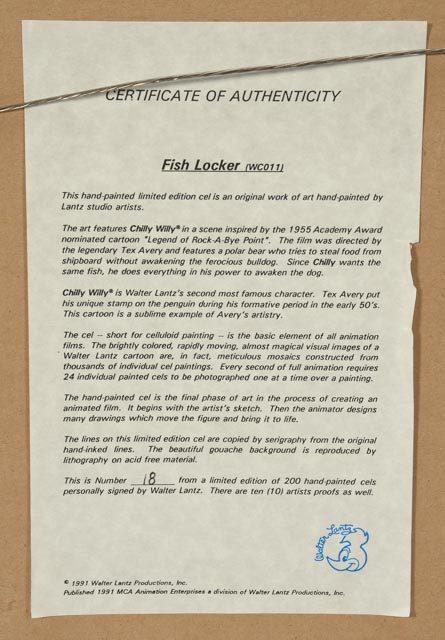 Walter Lantz Signed Limited Edition "Woody Woodpecker" Sericel