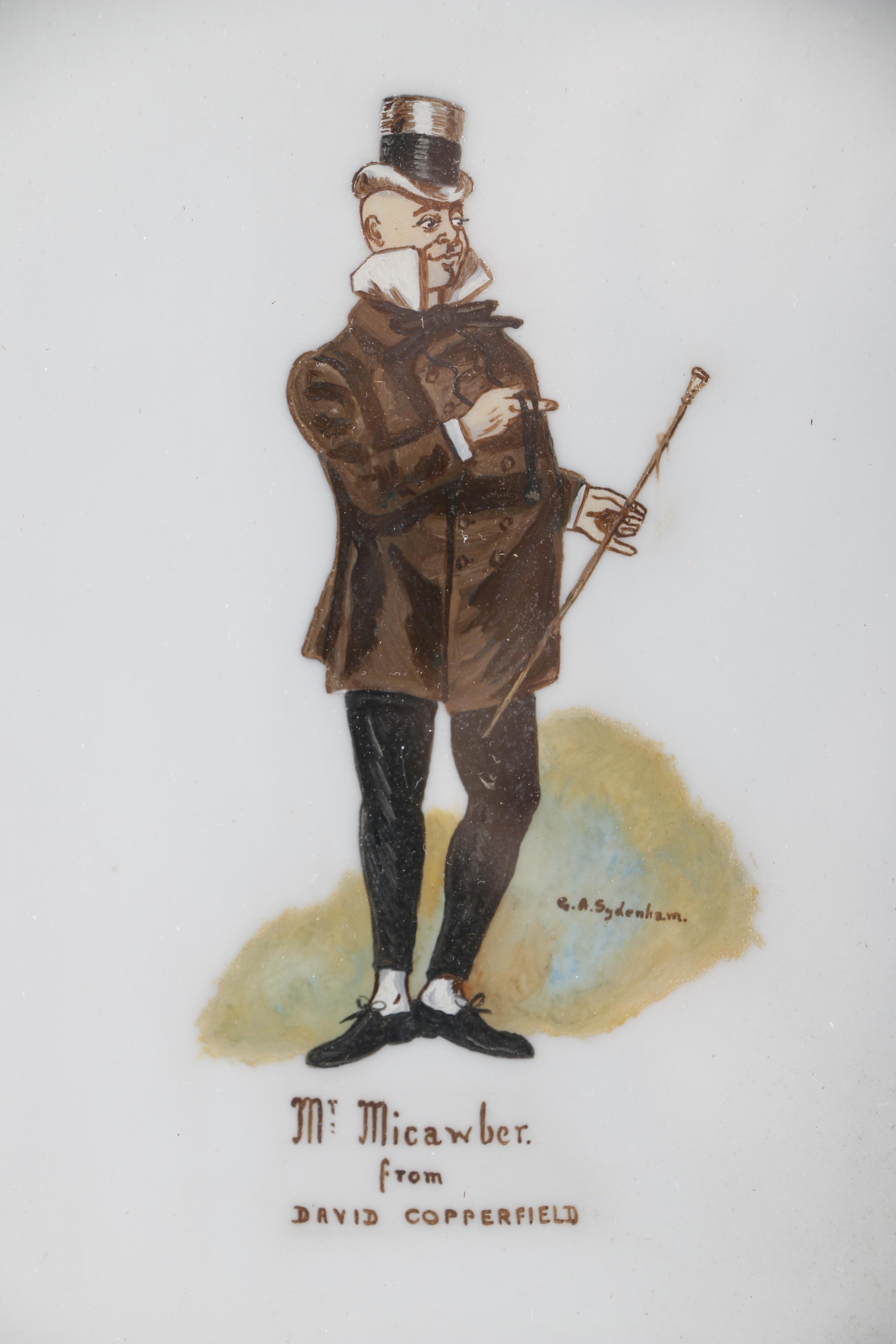 G.A. Sydenham Oil on Milk Glass of Charles Dickens Characters