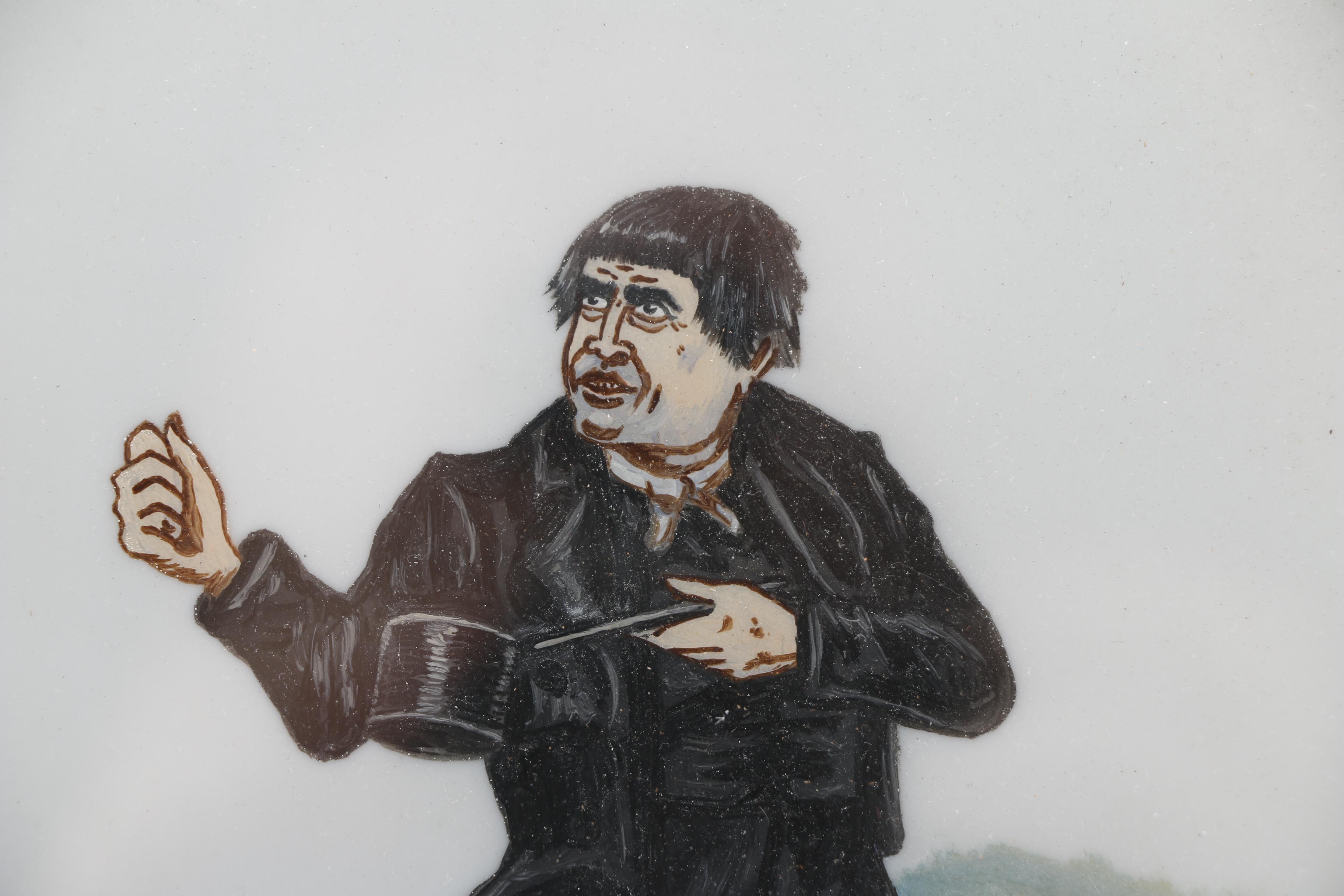 G.A. Sydenham Oil on Milk Glass of Charles Dickens Characters