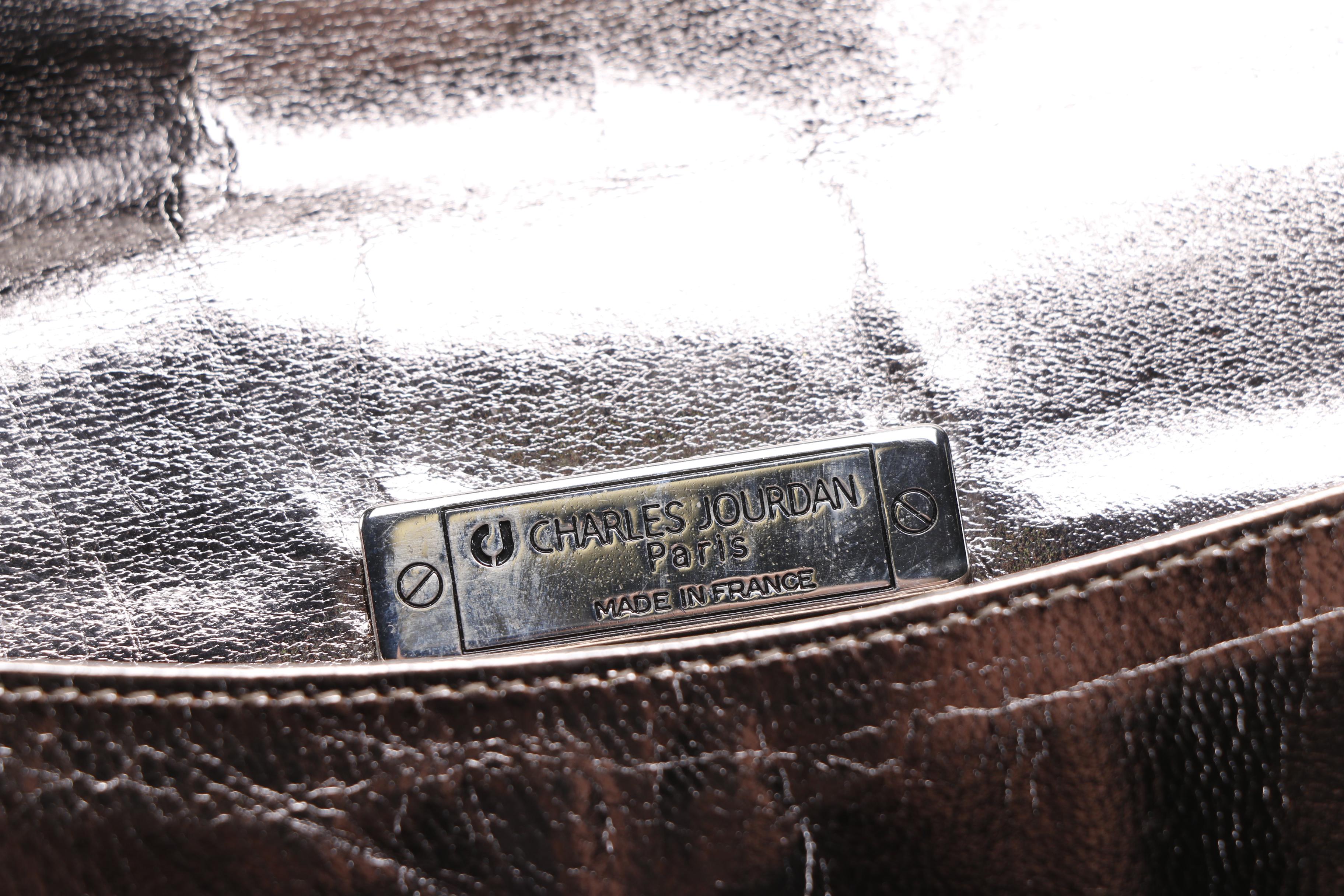 Charles Jourdan Silver Lamé Leather Shoulder Bag